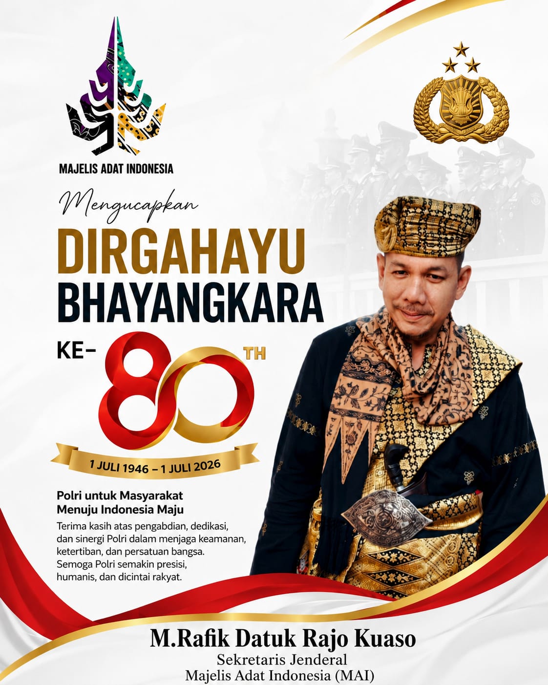 "Memaknai Semangat Bhayangkara Majapahit, Majelis Adat Indonesia Berharap Polri Terus Presisi dalam Pengabdian Menjaga Ibu Pertiwi"
